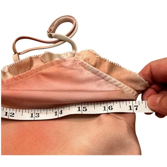 Aritzia Wilfred Satin Watercolor Tie-Dye Ruffle V-Neck Slip Cami Soft Girl, XS - Picture 7 of 8